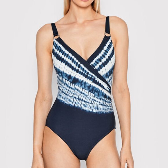 Michael Kors Other - NWT! Michael Kors New Navy Printed Surplice One Piece Swimsuit 14 NEW! NWT!
